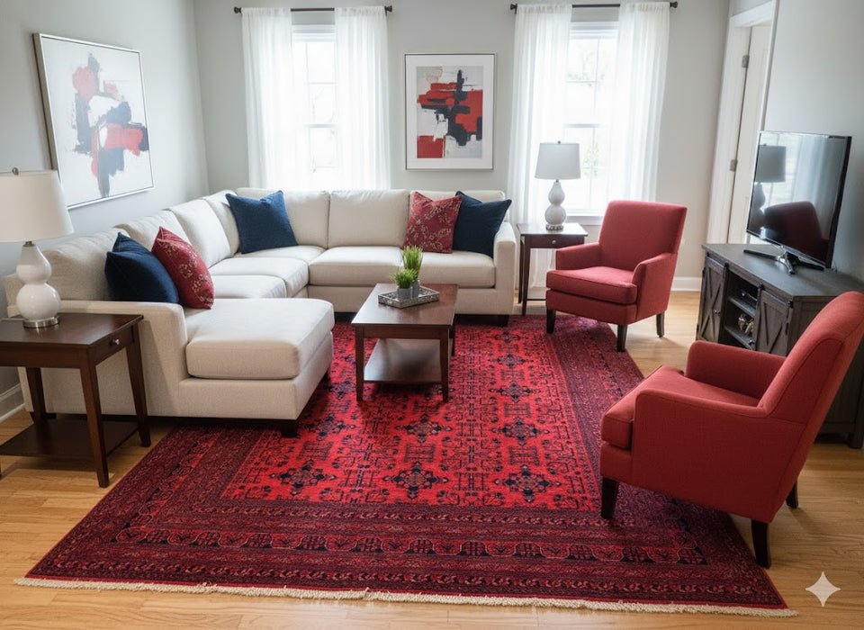 Terkaman Tribal Afghan Oriental Rug, size 8' 5" x 11' 6" (C)