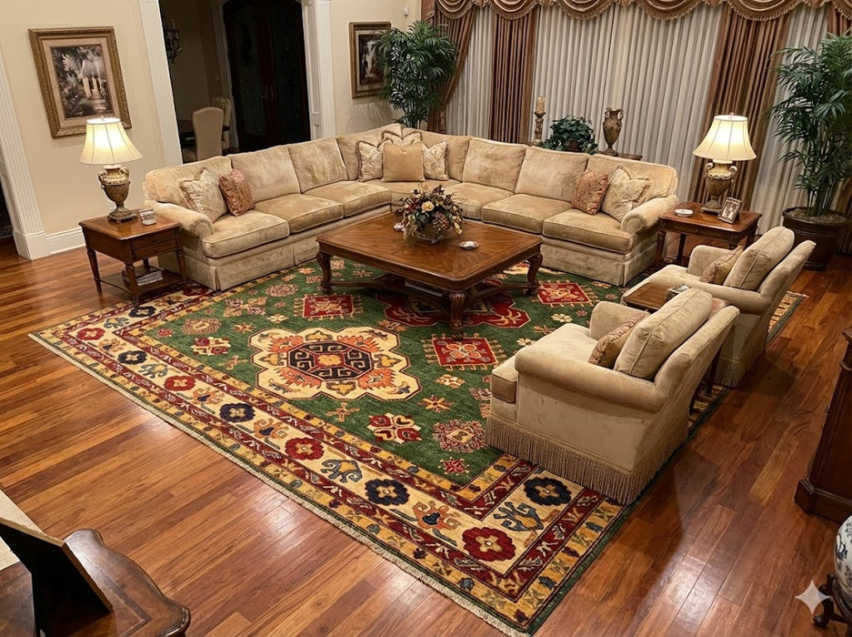 Hand-Knotted Vegetable Dye Kazak Rug from Pakistan, 8' 4 x 8' 0"