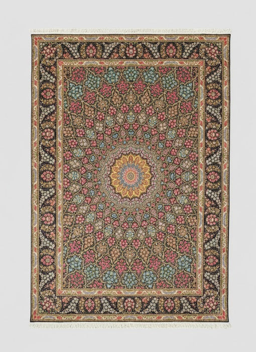 Exquisite 100% Silk Persian Design Rug – Elegant and Luxurious, size 7' 9" x 11' 3"
