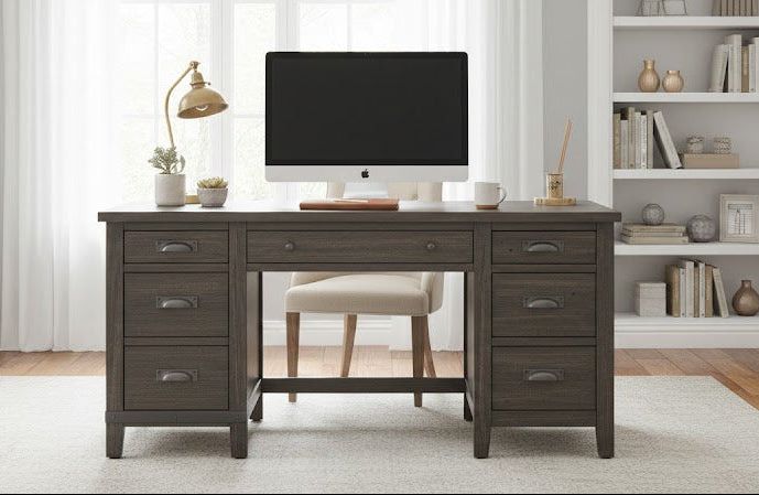 Valenwood Collection Office Desk – Farmhouse Style with Drawers