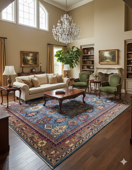 Hand-Knotted Agra Vegetable-Dyed Wool Rug, 9' 8" x 12' 0"