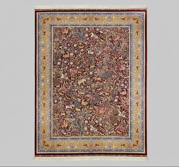 Exquisite 100% Silk Persian Design Rug – Elegant and Luxurious, size  8' 3" x 11'