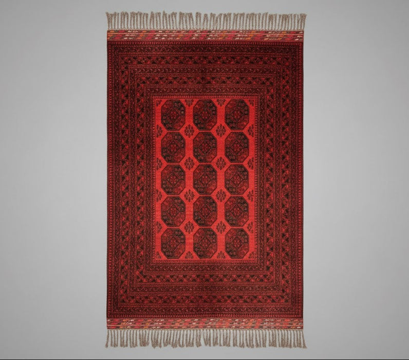 Terkaman Tribal Afghan Oriental Rug, size 3" 9" x 12"  (C) Filpa