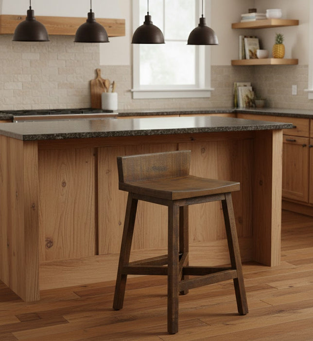 Granville Stationary Bar Stool - Rustic Brown - 24" High