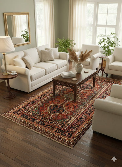 Timeless Beauty, Woven by Hand. Antique Persian Shiraz Rug, size 5' 6" x 8' 6"  (F) persina