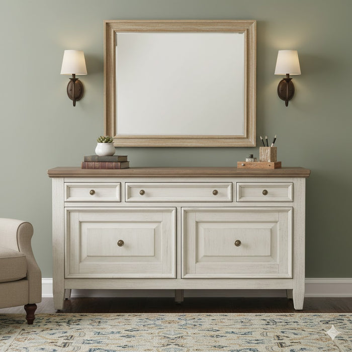 Rustico Credenza with 2 File Cabinet Drawers