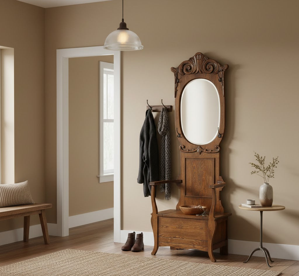 Buy Arts & Crafts Oak Hall Tree-Storage in Seat Online in USA