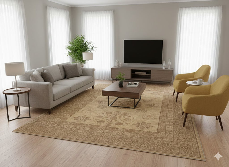 Khotan Oriental Rug, 100% wool pile, size 8' x 10'