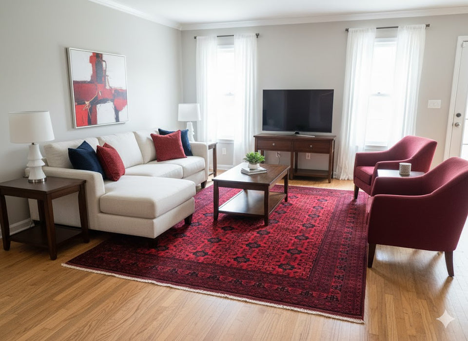 Terkaman Tribal Afghan Oriental Rug, size  8' 5" x 11' 6"  (C)