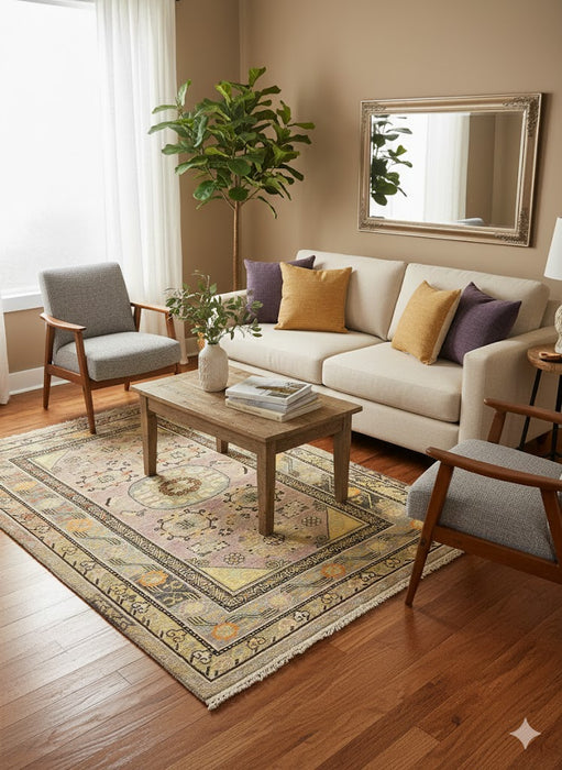 Antique Khotan Samarkand Rug, circa 1910's, size 4' 8" x 8' 10"