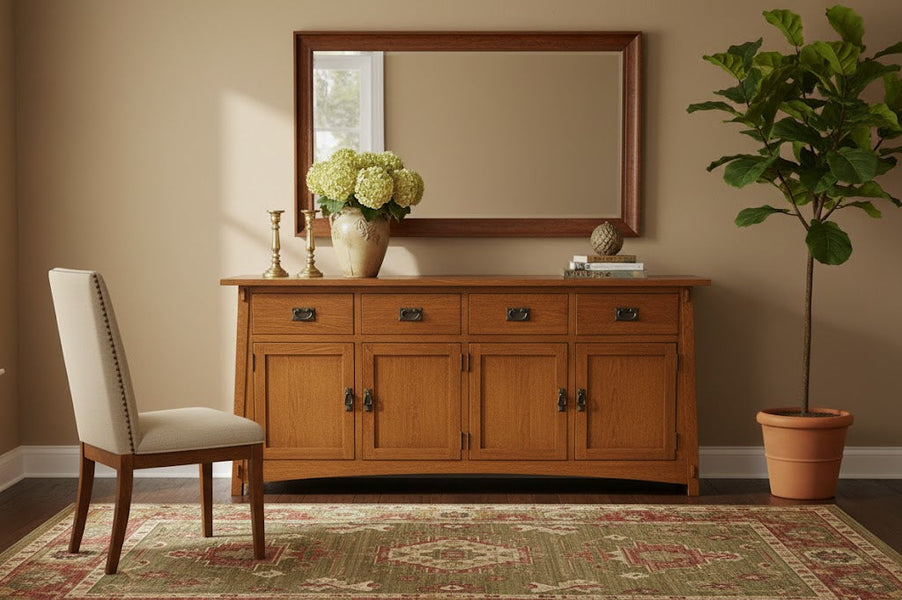 Mission Style Solid Quarter Sawn Oak China Cabinet — Crafters and