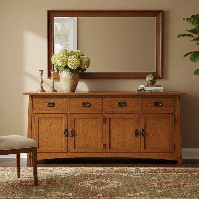Mission 4 Door 4 Drawer Oak Sideboard - Michaels Cherry