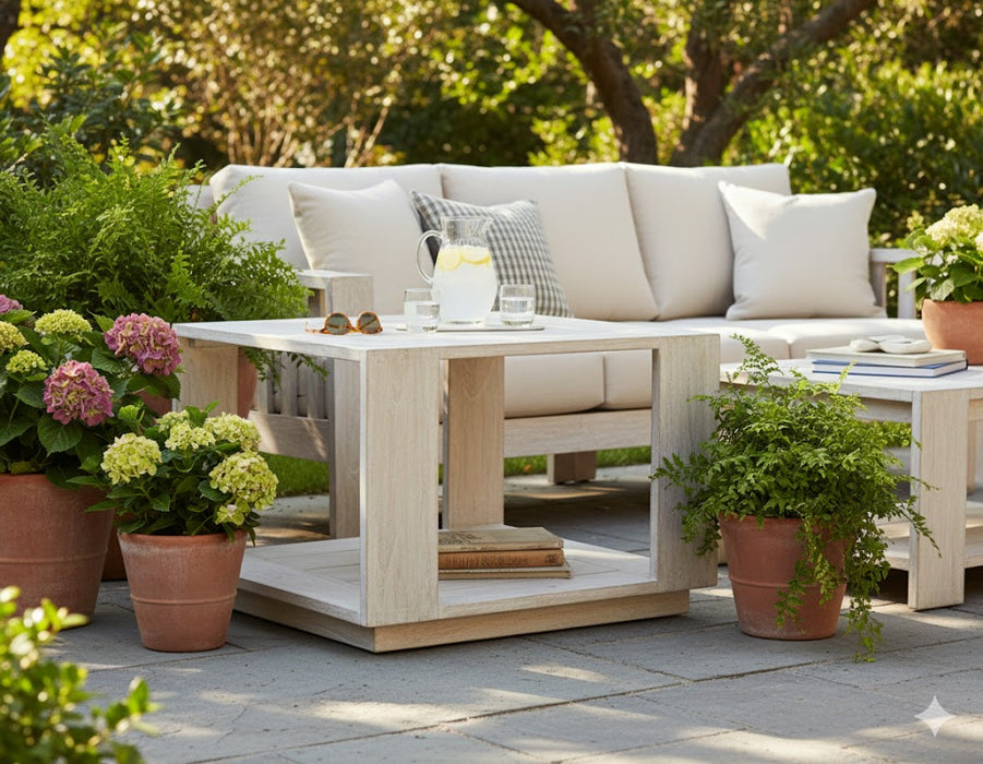 Imperial Grove Outdoor Solid Teak Wood, Natural Look End Table