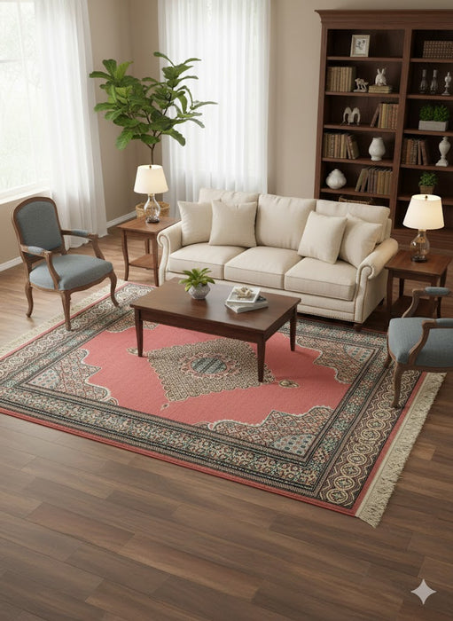 Hand-Knotted Pakistan Kashmiri Silk Wool Blend Rug, size 5' 3" x 8' 1 " (E)