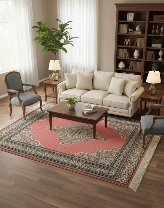 Hand-Knotted Pakistan Kashmiri Silk Wool Blend Rug, size 5' 3" x 8' 1 " (E)