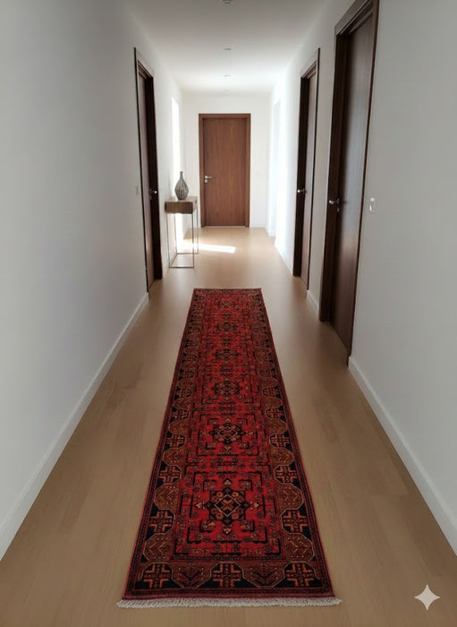 Terkaman Tribal Afghan Oriental Rug, size 2' 8" x 9' 3"  (C)