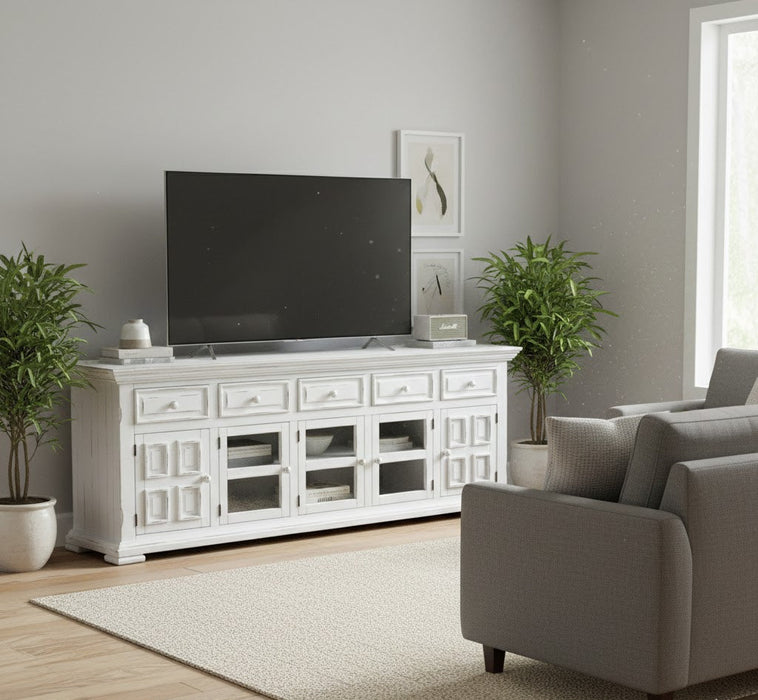 Keystone 83" TV Stand - Distressed White