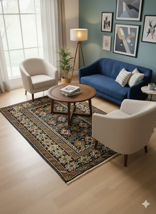 Antique Caucassionm Rug, circa 1910-1920. Size 3' 2" x 4' 7"