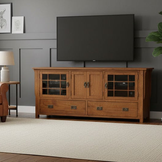 Mission Quarter Sawn Oak 72" TV Stand - Walnut (AW)