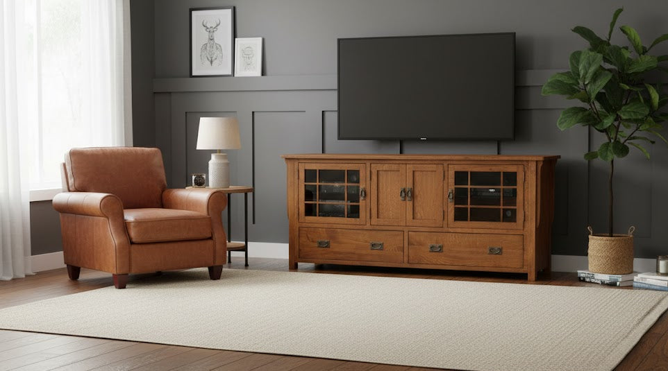 Mission Quarter Sawn Oak 72" TV Stand - Walnut (AW)