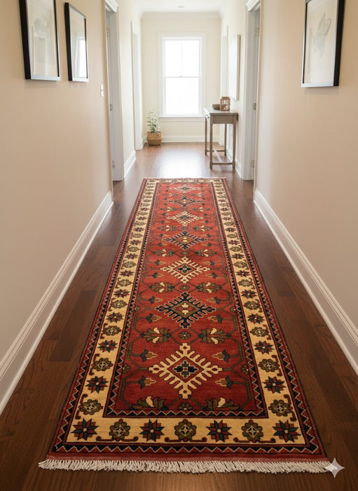 Terkaman Tribal Afghan Oriental Rug, size, 2' 10" x 10' 4"(Q)