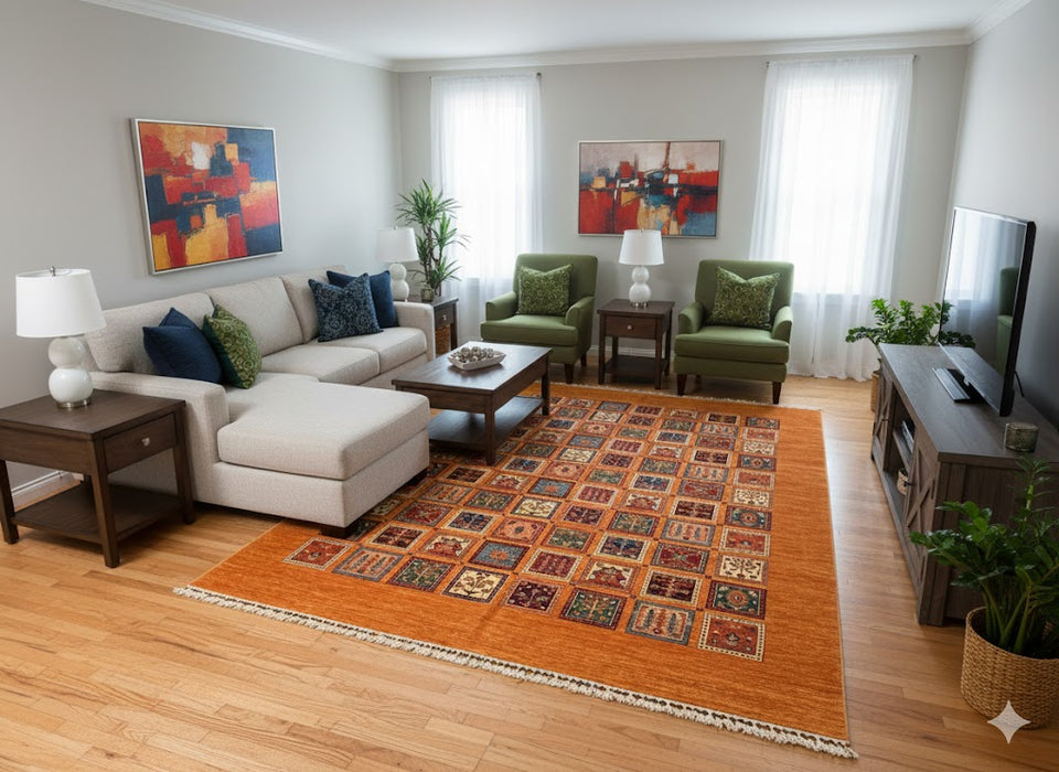 Hand-Knotted Sultanabad Vegetable-Dyed Wool Rug, 8' 4" x 11' 7"  (K)