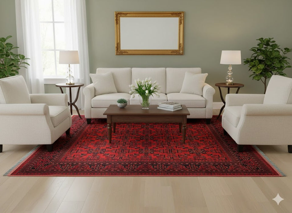 Terkaman Tribal Afghan Oriental Rug, size 5' 9" x 8' 1"  (C)