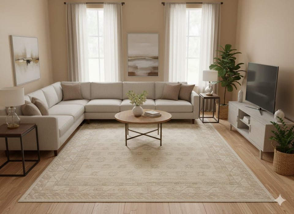 Hand-Knotted Sultanabad Vegetable-Dyed Wool Rug, 10" x 13"  (K)