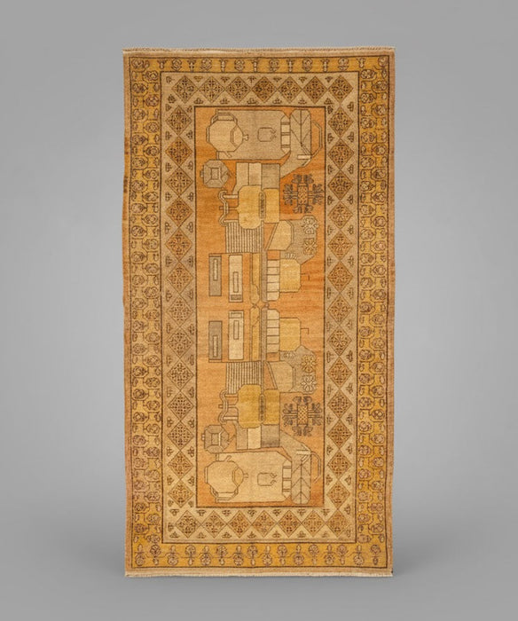 Antique Khotan Samarkand Rug, Tea Pot Design circa 1910's, 5' x 10'