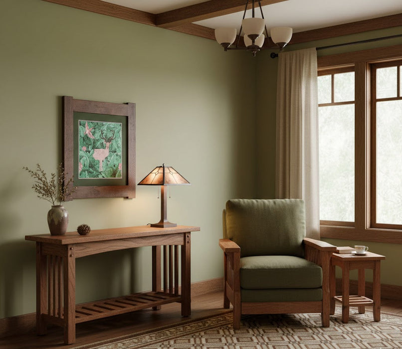 Arts & Crafts Mission oak Framed Art in Rich Botanical illustration