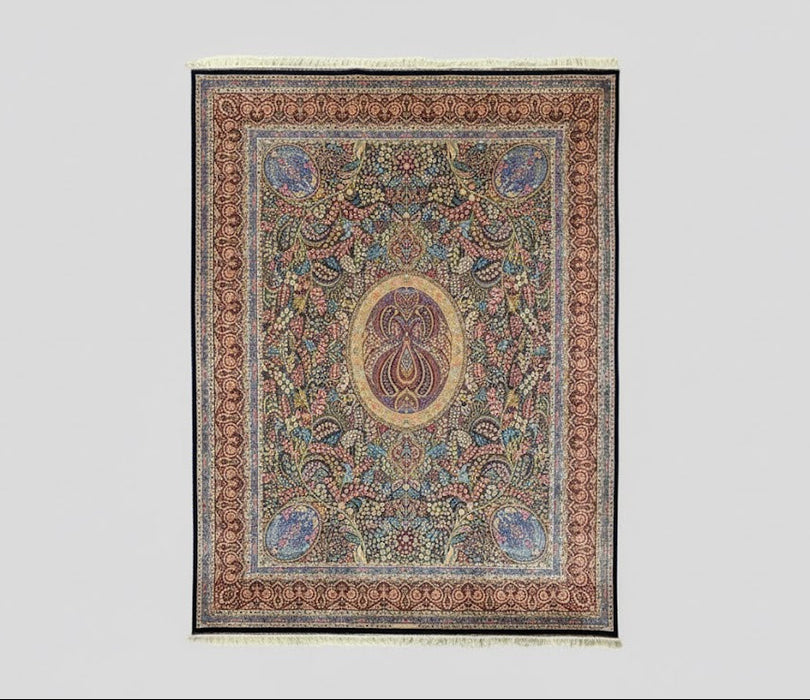 Exquisite 100% Silk Persian Design Rug – Elegant and Luxurious, size 9' 7" x 13'
