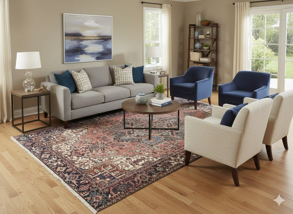 Antiques Persian Heriz Oriental Rug 8'9"x11'6"