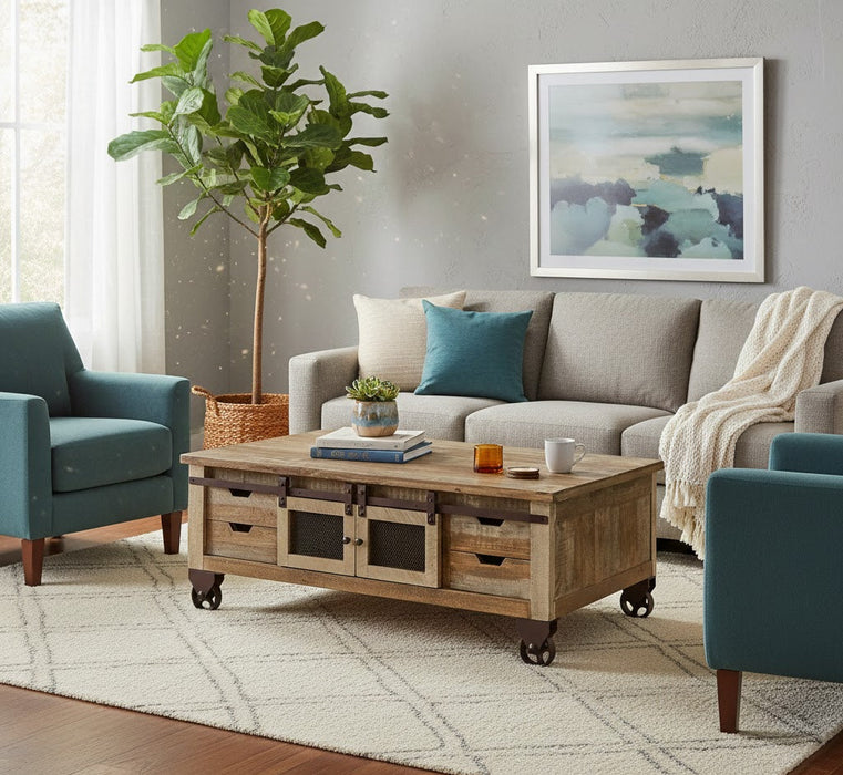 Bayshore Sliding Door 8 Drawer Coffee Table