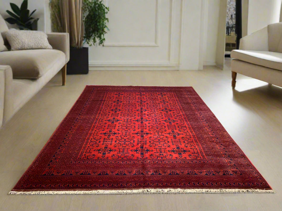 Terkaman Tribal Afghan Oriental Rug, size 8' 5"x 11' 7" (C)