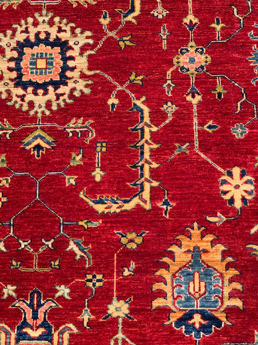 Hand-Knotted Vegetable Dye Kazak Rug from Pakistan, size 8' 7" x 12' 4"