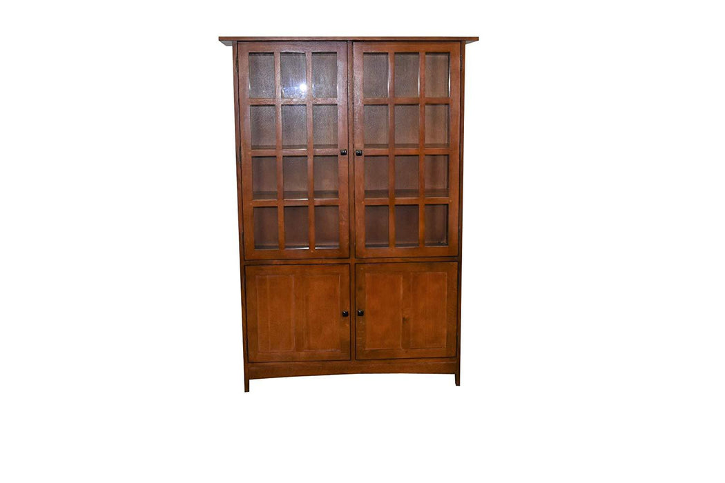 Mission Oak 4 Door Display China Cabinet - Golden Brown - 49"W - Crafters and Weavers