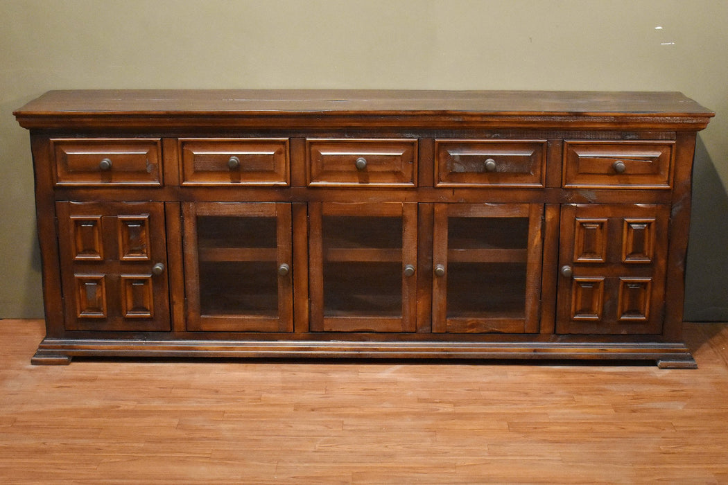 Keystone Panel Door TV Stand - 83" (2 Colors Available) - Brown - Crafters and Weavers
