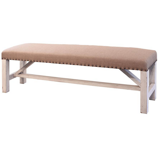 Greenview Dining Bench - Distressed White - Crafters and Weavers