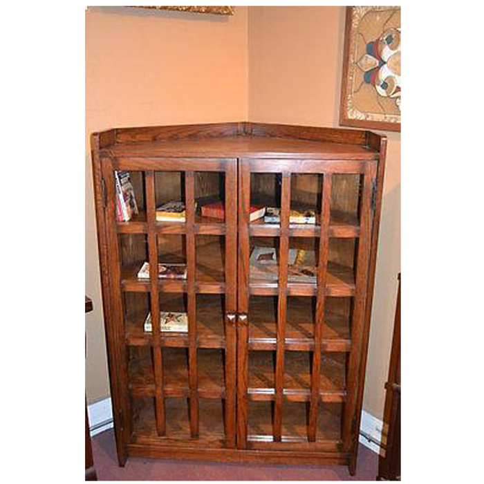 Mission Oak Corner Bookcase - Walnut - Crafters and Weavers