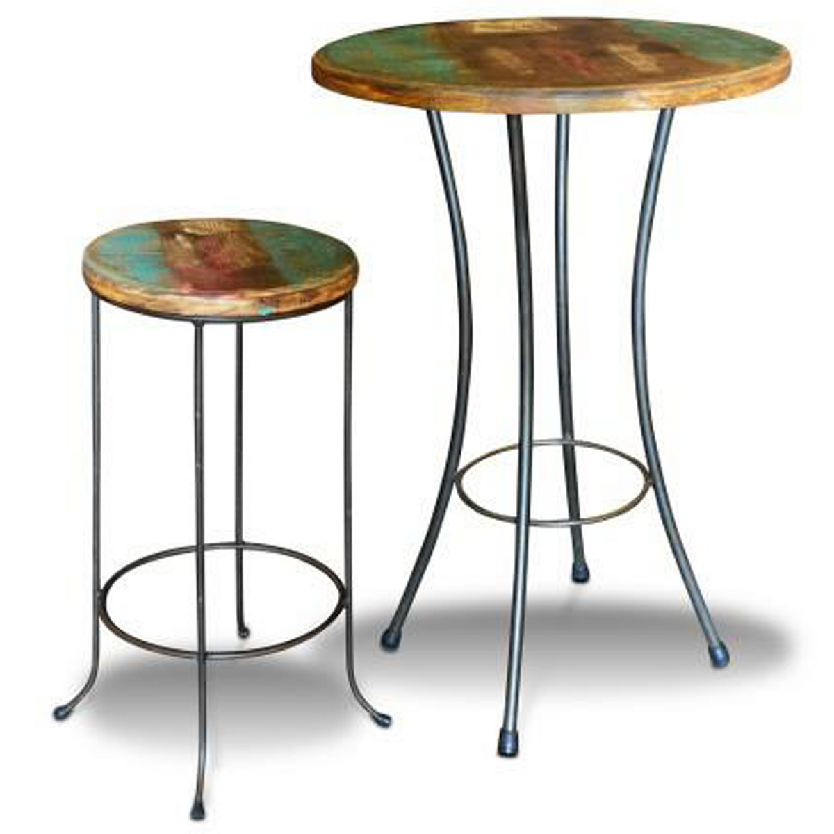 Solid Wood Reclaimed Style Distressed Bright Multicolor Pub Bar Table ...