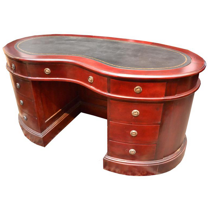 Legacy Leather Top Kidney Desk - Crafters and Weavers