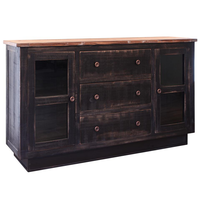 Rustic Style Solid Wood Sideboard - Black - Crafters and Weavers