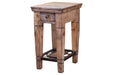 DISCONTINUED Greenview Bleached Side Table - Wrought Iron Base - Crafters and Weavers