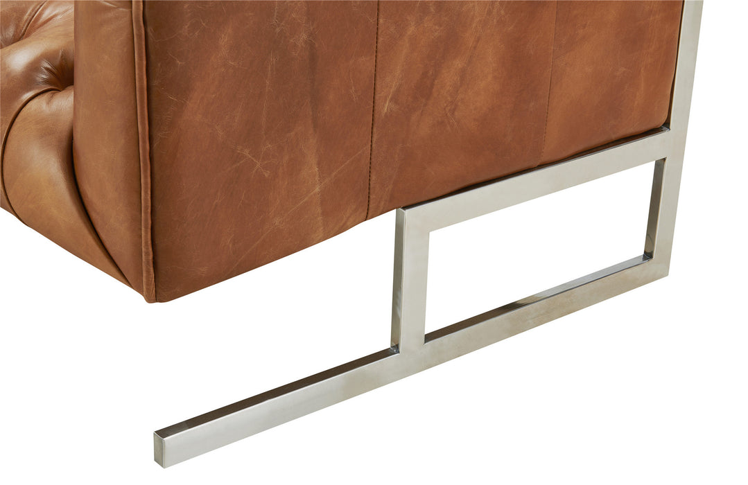 Miranda Contemporary Chesterfield Sofa - Light Brown Leather