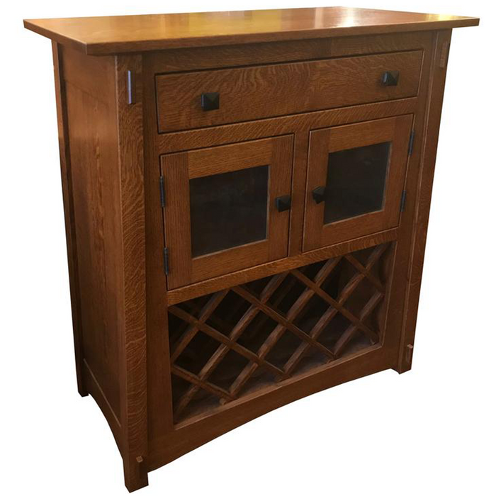 CLOSED LISTING Amish Made Quarter Sawn White Oak Wine Cabinet - 36" - Crafters and Weavers