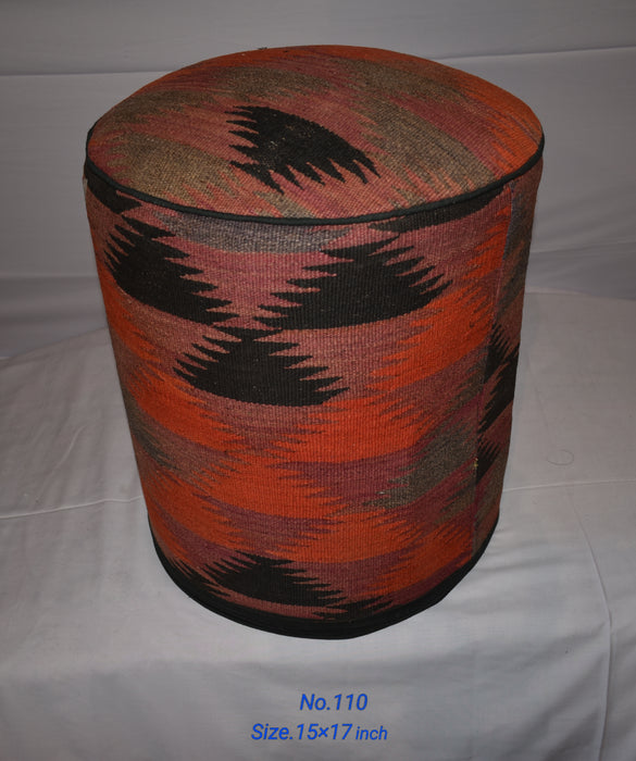 One of a Kind Kilim Rug Pouf Ottoman foot stool - #110 - Crafters and Weavers
