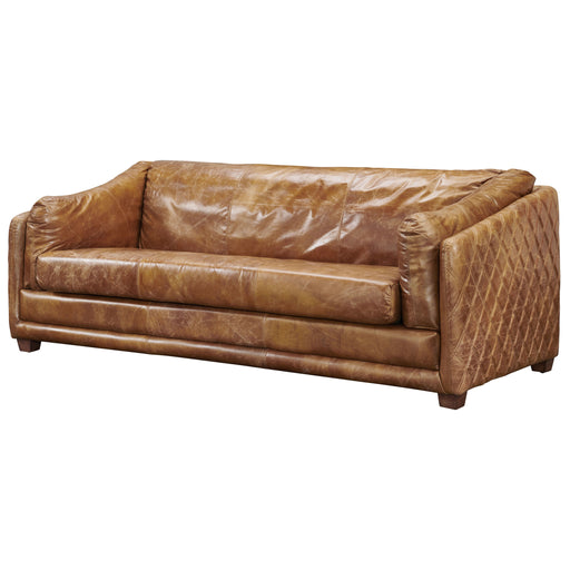 Waco Rustic Modern Sofa - Light Brown Leather - Crafters and Weavers