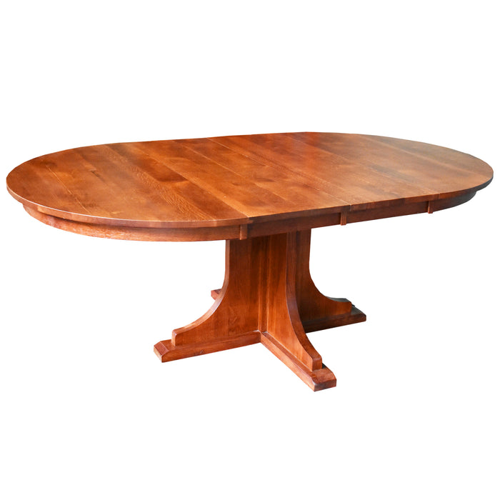 Solid Oak Round Dining Table with 2 Leaves -  Michael's Cherry