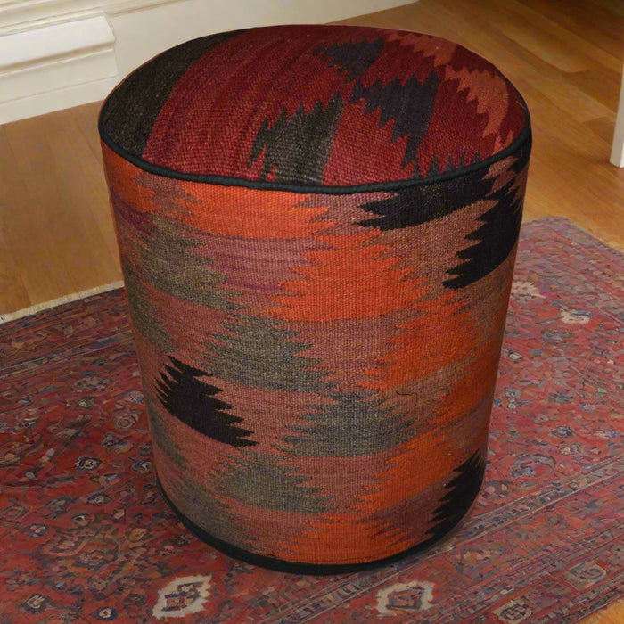 One of a Kind Kilim Rug Pouf Ottoman foot stool - #114 - Crafters and Weavers