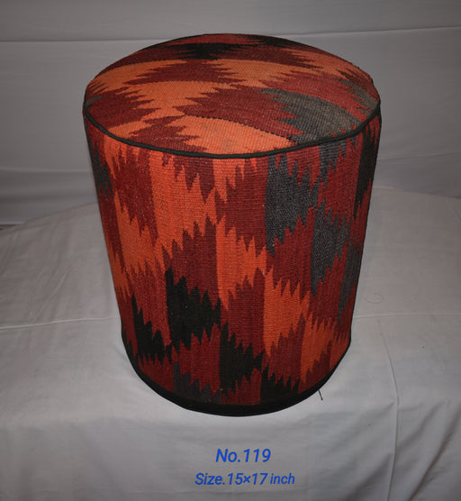 One of a Kind Kilim Rug Pouf Ottoman foot stool - #119 - Crafters and Weavers